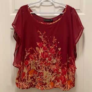 Metaphor Figure Flattering Floral Short Sleeve Top